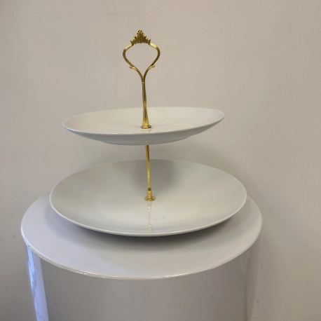 2 Tier Cascading Dessert Stand - Gold Stem