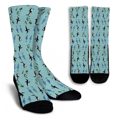 Shark Print Crew Socks