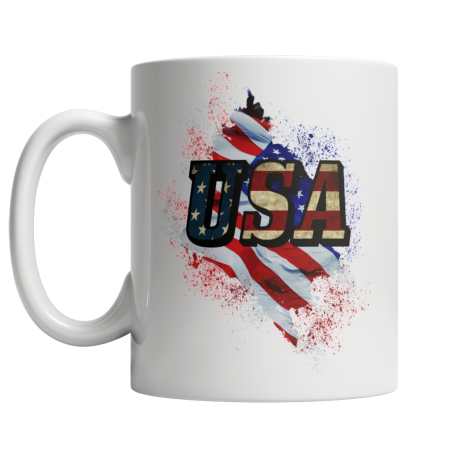 USA American Flag Right Side White Coffee Mug