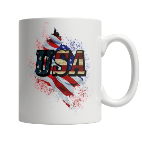 USA American Flag Left Side White Coffee Mug