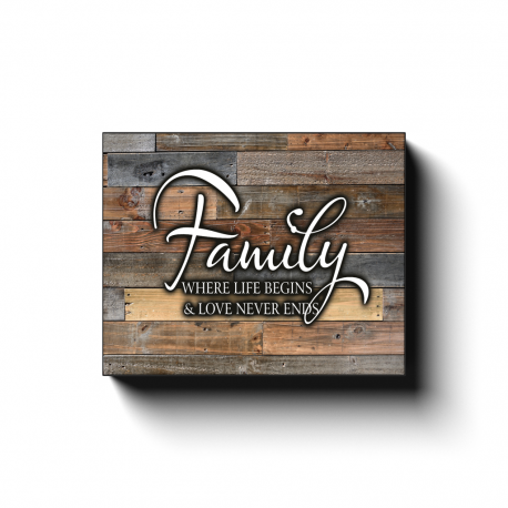 8x10 Family Where Life Begins And Love Never Ends Canvas Wall Decor Aesthetics