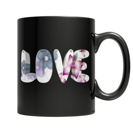 3D Love Black Coffee Mug