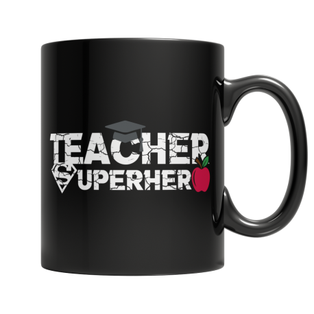 Teacher Superhero Black Coffee Mug