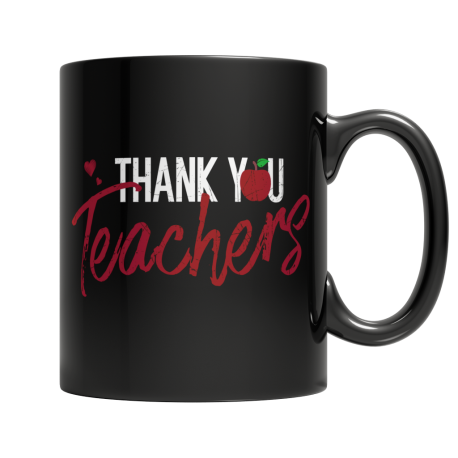 Thank You Teachers Black Coffee Mug