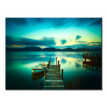 Wooden Pier With Boat Calm Lake - 1 panel