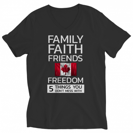 Family Faith Friends Flag Freedom - Canada (LADIES V-NECK)
