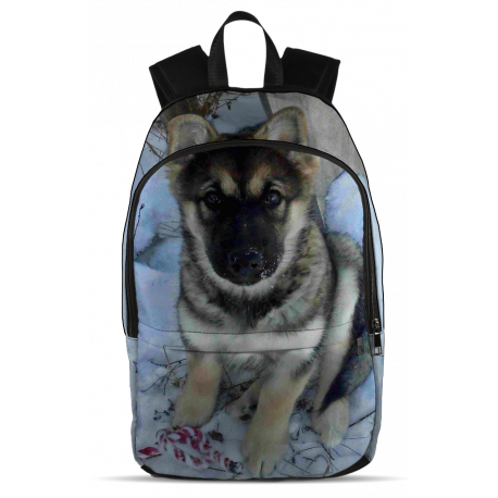 Malamute-Shepherd Puppy in the Snow - Backpack (Chewbacca The Mal-GSD-Wolf)