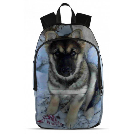 Malamute-Shepherd Puppy in the Snow - Backpack (Chewbacca The Mal-GSD-Wolf)