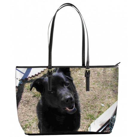 My Favorite Black Lab (Leather Tote Bag - Small)