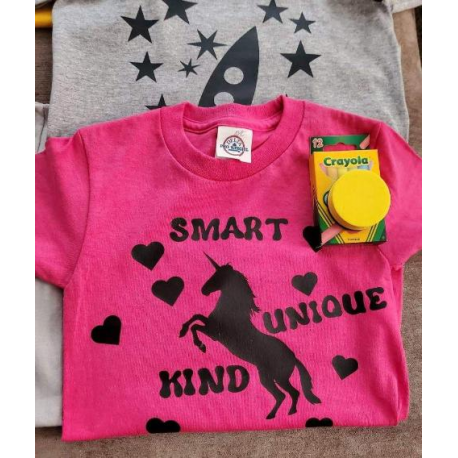 Smart, Unique, Kind Chalkboard Color On Shirt