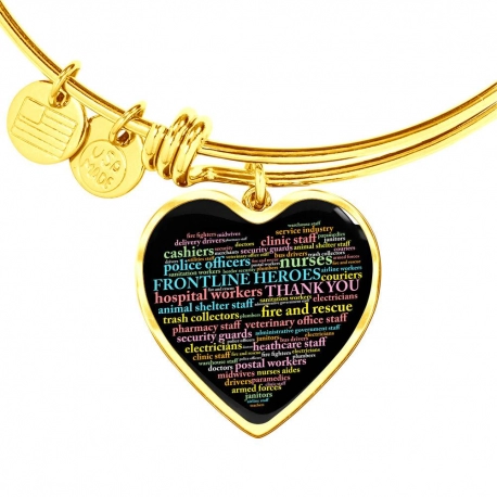 Thank You , Workers Gold Heart Pendant Bangle