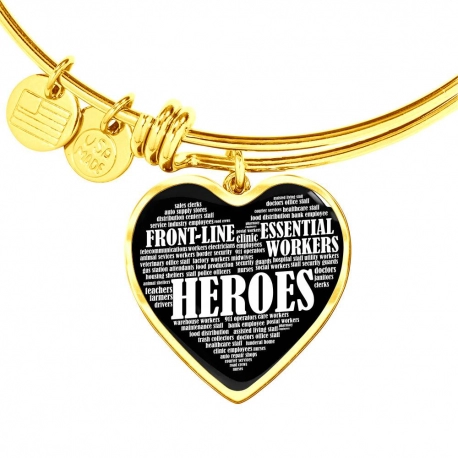 Heroes Gold Heart Pendant Bangle