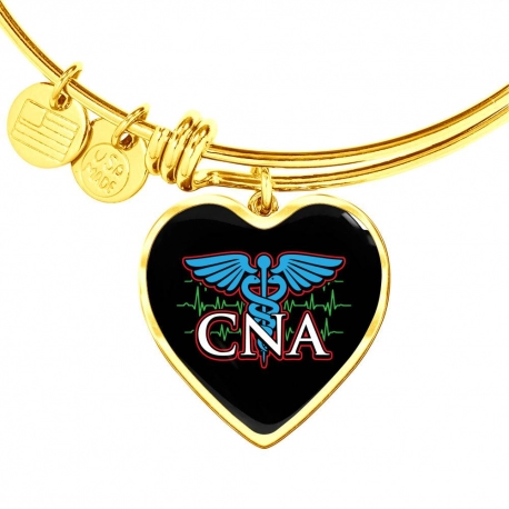 CNA Gold Heart Pendant Bangle