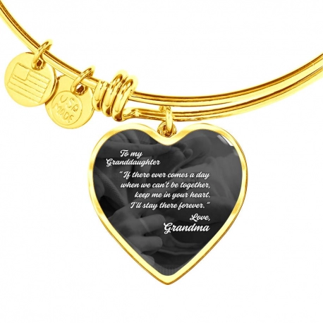To My Granddaughter Gold Heart Pendant Bangle