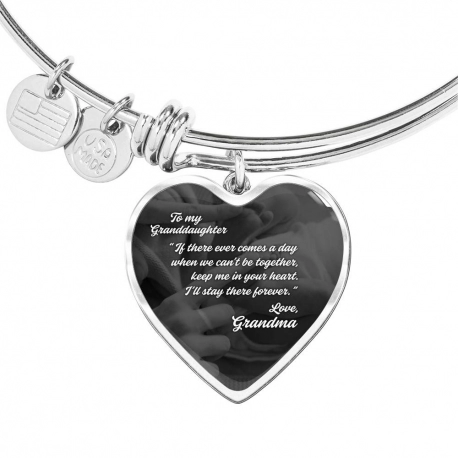 To My Granddaughter Stainless Heart Pendant Bangle