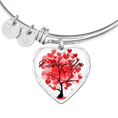 Hearts tree i love you Stainless Heart Pendant Bangle