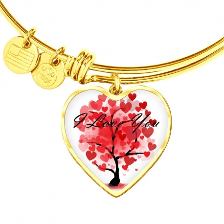 Hearts tree i love you Gold Heart Pendant Bangle