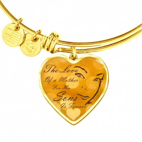 Love of a mother Gold Heart Pendant Bangle