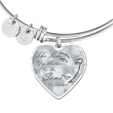 Love of a mother Stainless Heart Pendant Bangle
