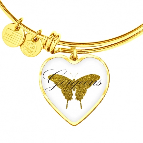 Gorgeous gold butterfly Gold Heart Pendant Bangle