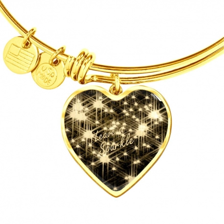 Leave a sparkle Gold Heart Pendant Bangle