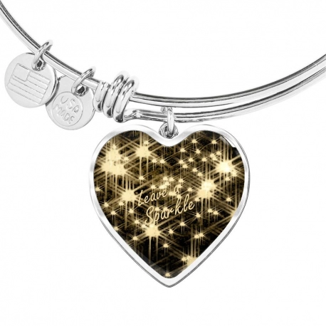 Leave a sparkle Stainless Heart Pendant Bangle