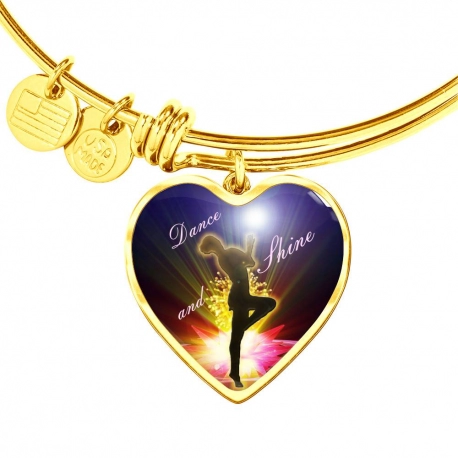 Dance and shine Gold Heart Pendant Bangle