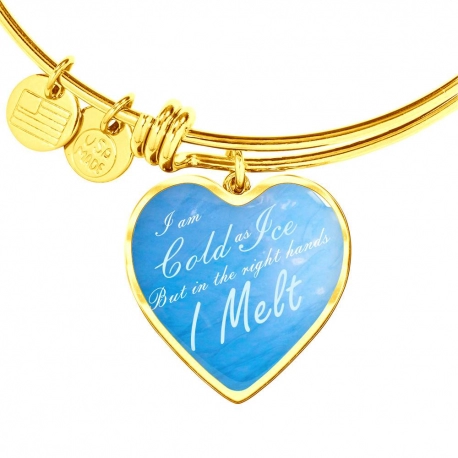 Im cold as ice Gold Heart Pendant Bangle