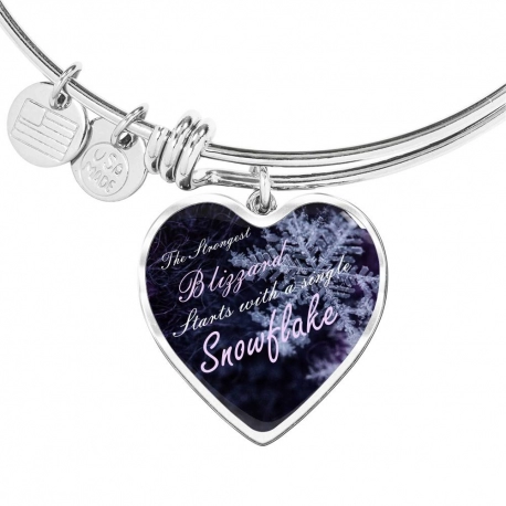 A blizzard starts with a snowflake Stainless Heart Pendant Bangle