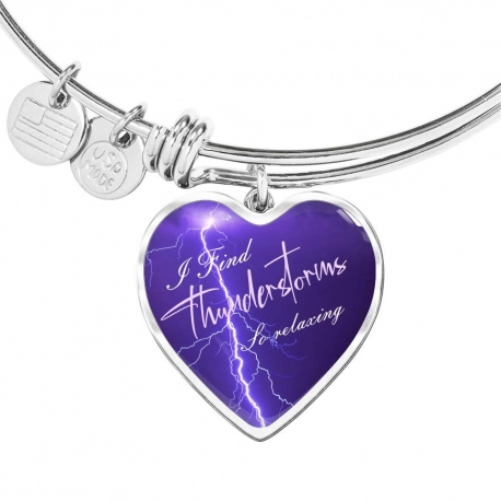 I find thunderstorms relaxing Stainless Heart Pendant Bangle
