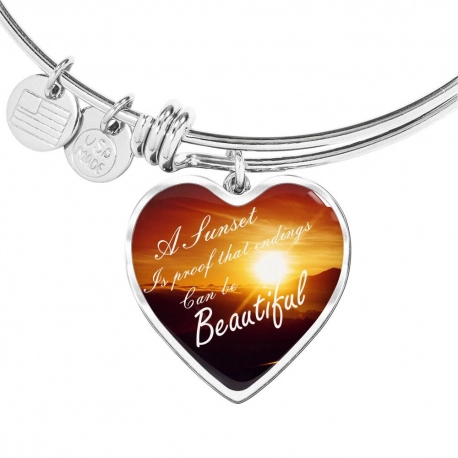 A sunset is proof Stainless Heart Pendant Bangle