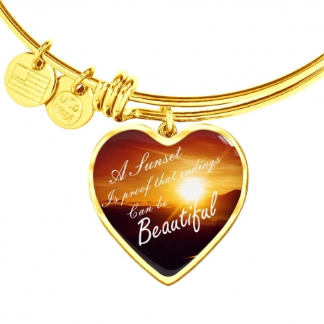 A sunset is proof Gold Heart Pendant Bangle