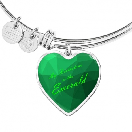 My birthstone is the emerald Stainless Heart Pendant Bangle