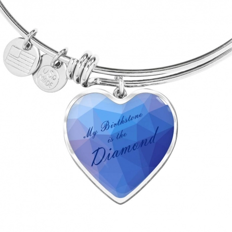 My birthstone is the diamond Stainless Heart Pendant Bangle
