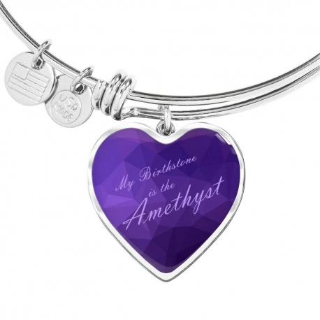 My birthstone is the amethyst Stainless Heart Pendant Bangle