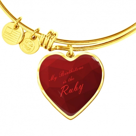 My birthstone is the ruby Gold Heart Pendant Bangle