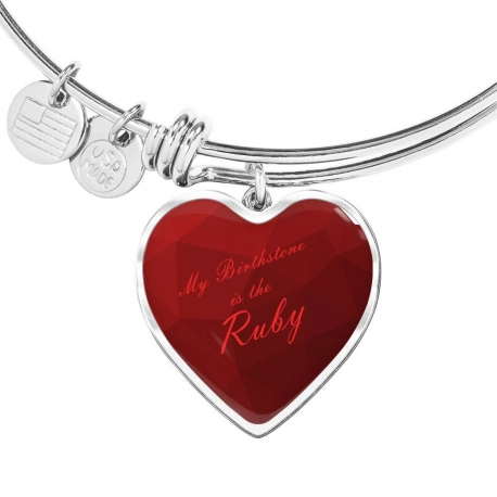 My birthstone is the ruby Stainless Heart Pendant Bangle