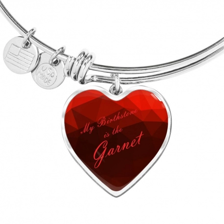 My birthstone is the garnet Stainless Heart Pendant Bangle