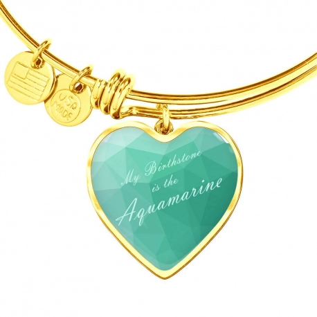 My birthstone is the aquamarine Gold Heart Pendant Bangle