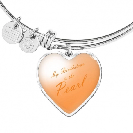 My birthstone is the pearl Stainless Heart Pendant Bangle