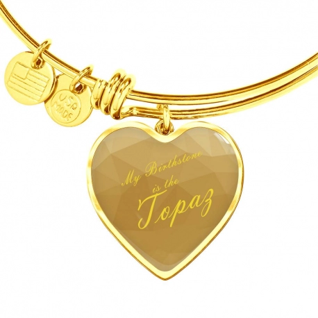 My birthstone is the topaz Gold Heart Pendant Bangle