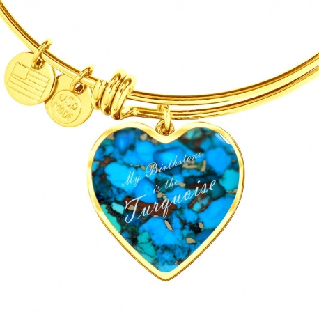 My birthstone is the turquoise Gold Heart Pendant Bangle