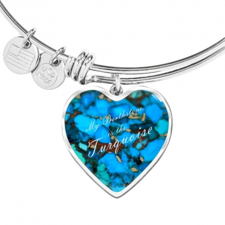 My birthstone is the turquoise Stainless Heart Pendant Bangle