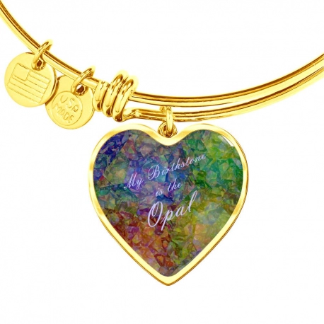 My birthstone is the opal Gold Heart Pendant Bangle