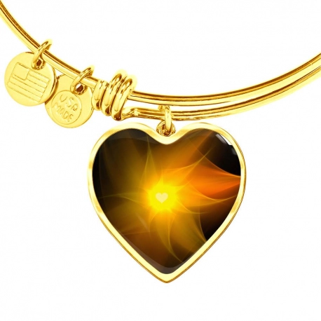 Glow heart Gold Heart Pendant Bangle