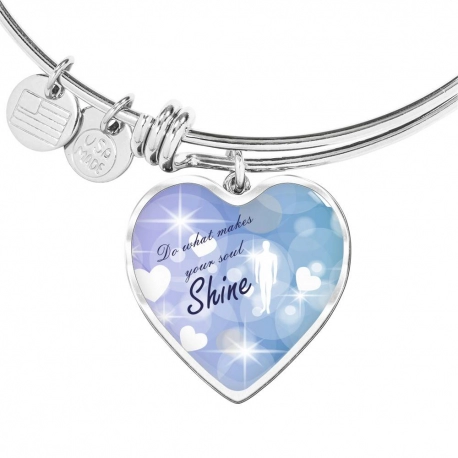 Do what makes your soul shine Stainless Heart Pendant Bangle