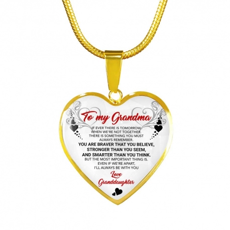 To My Grandma Gold Heart Pendant with Snake Chain