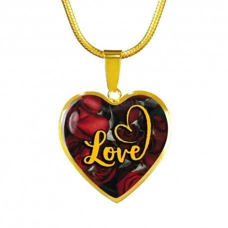 Love Charm Gold Heart Pendant with Snake Chain