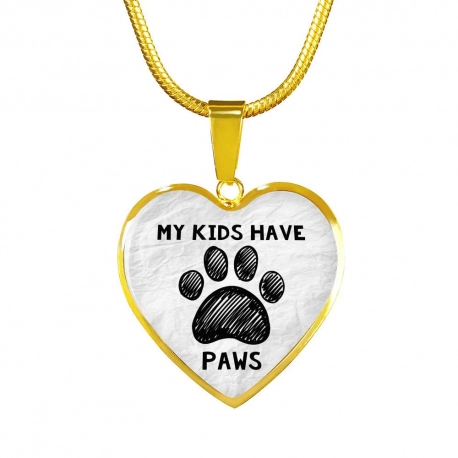 Paw Gold Heart Pendant with Snake Chain