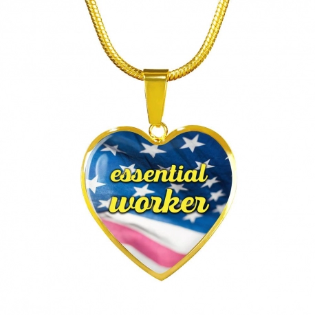 Essential Worker Gold Heart Pendant with Snake Chain